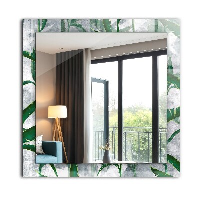 Miroir rectangulaire avec décoration Les feuilles vertes de la plante