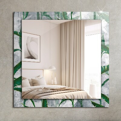Miroir rectangulaire avec décoration Les feuilles vertes de la plante