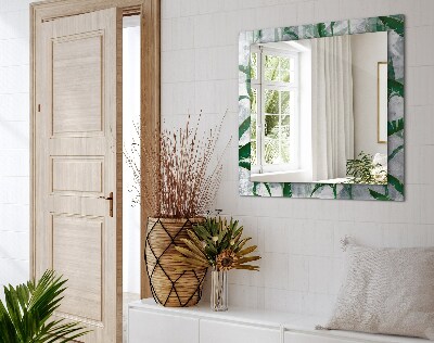 Miroir rectangulaire avec décoration Les feuilles vertes de la plante