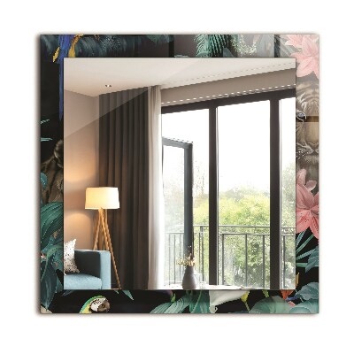 Miroir rectangulaire imprimé Tigres perroquets jungle