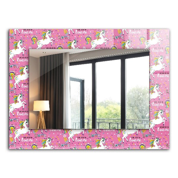 Miroir rectangulaire imprimé Cœurs arc-en-ciel de licorne