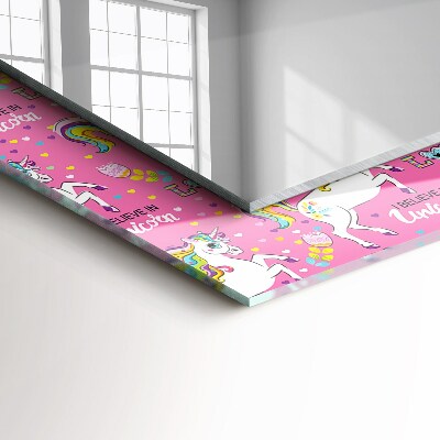 Miroir rectangulaire imprimé Cœurs arc-en-ciel de licorne