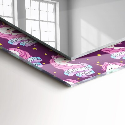 Miroir rectangulaire avec décoration Lettrage d'étoiles de licornes