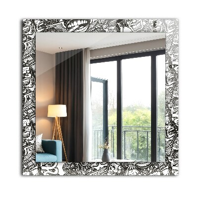 Miroir rectangulaire avec décoration Motifs noirs et blancs