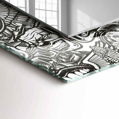 Miroir rectangulaire avec décoration Motifs noirs et blancs