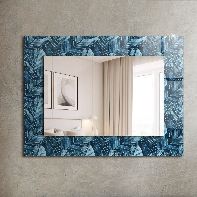 Miroir rectangulaire imprimé Motif de feuilles bleues