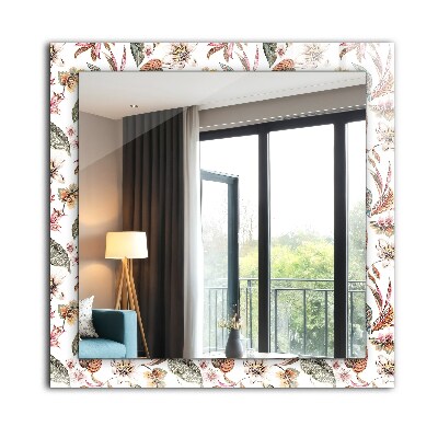 Miroir rectangulaire avec décoration Fleurs et feuilles