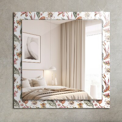 Miroir rectangulaire avec décoration Fleurs et feuilles