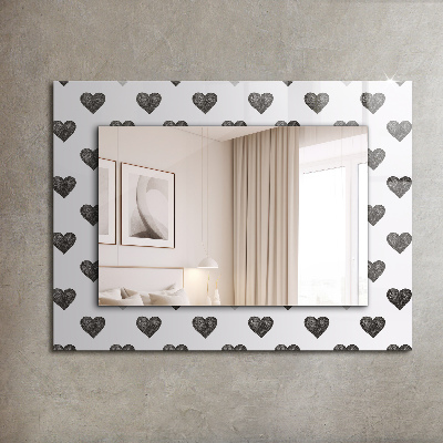 Miroir rectangulaire imprimé Motif de coeurs noirs