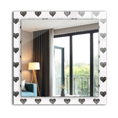 Miroir rectangulaire imprimé Motif de coeurs noirs