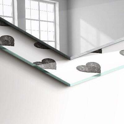 Miroir rectangulaire imprimé Motif de coeurs noirs