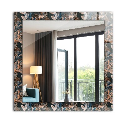 Miroir rectangulaire avec décoration Fleurs et feuilles