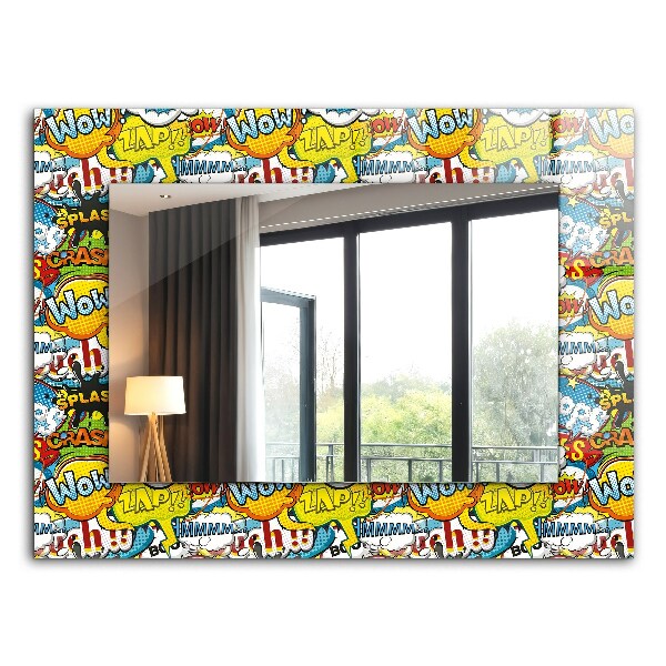 Miroir rectangulaire avec décoration Bulles de dialogue colorées de bandes dessinées