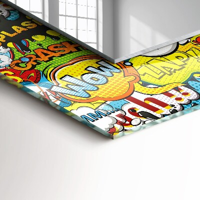 Miroir rectangulaire avec décoration Bulles de dialogue colorées de bandes dessinées