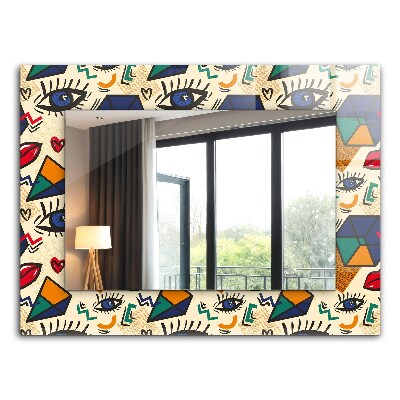 Miroir rectangulaire avec décoration Yeux, bouche, formes