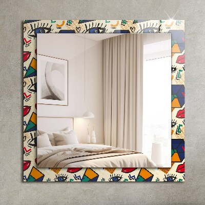 Miroir rectangulaire avec décoration Yeux, bouche, formes