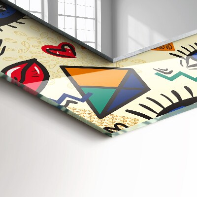 Miroir rectangulaire avec décoration Yeux, bouche, formes