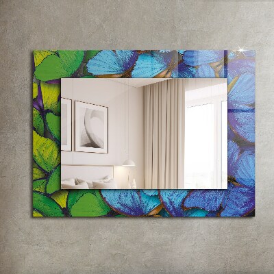 Miroir rectangulaire imprimé Papillons bleus et verts