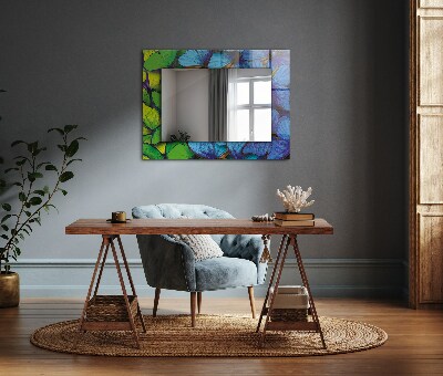 Miroir rectangulaire imprimé Papillons bleus et verts