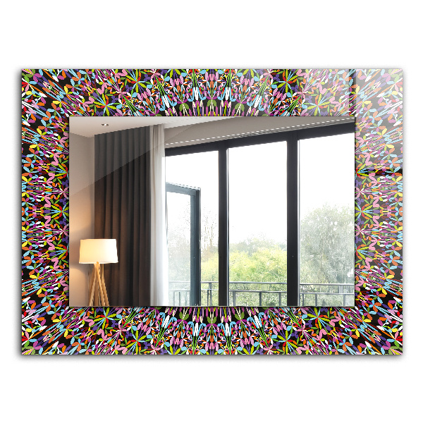 Miroir rectangulaire avec décoration Motif de mandala coloré