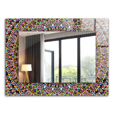 Miroir rectangulaire avec décoration Motif de mandala coloré
