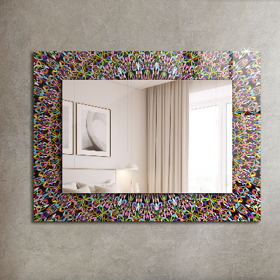 Miroir rectangulaire avec décoration Motif de mandala coloré