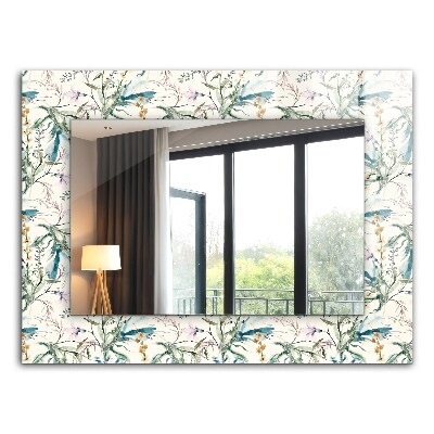 Miroir rectangulaire avec décoration Motif floral à l'aquarelle