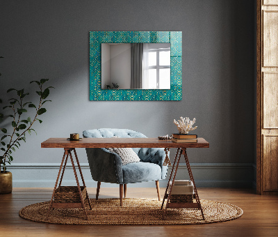 Miroir rectangulaire imprimé Motif géométrique vert