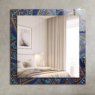 Miroir rectangulaire avec décoration Mandala à pois bleus