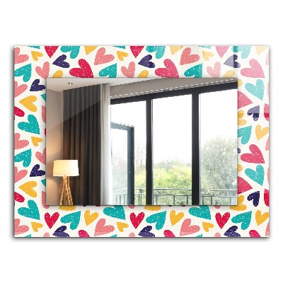 Miroir rectangulaire imprimé Motif de coeurs colorés