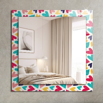 Miroir rectangulaire imprimé Motif de coeurs colorés