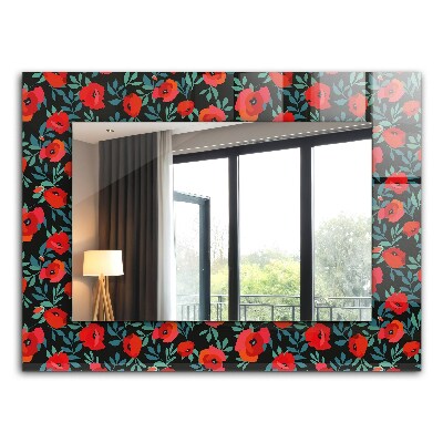 Miroir rectangulaire avec décoration Fleurs de coquelicots