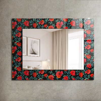 Miroir rectangulaire avec décoration Fleurs de coquelicots