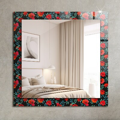 Miroir rectangulaire avec décoration Fleurs de coquelicots
