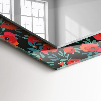 Miroir rectangulaire avec décoration Fleurs de coquelicots