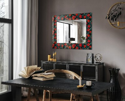 Miroir rectangulaire avec décoration Fleurs de coquelicots