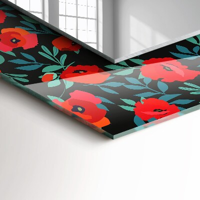 Miroir rectangulaire avec décoration Fleurs de coquelicots
