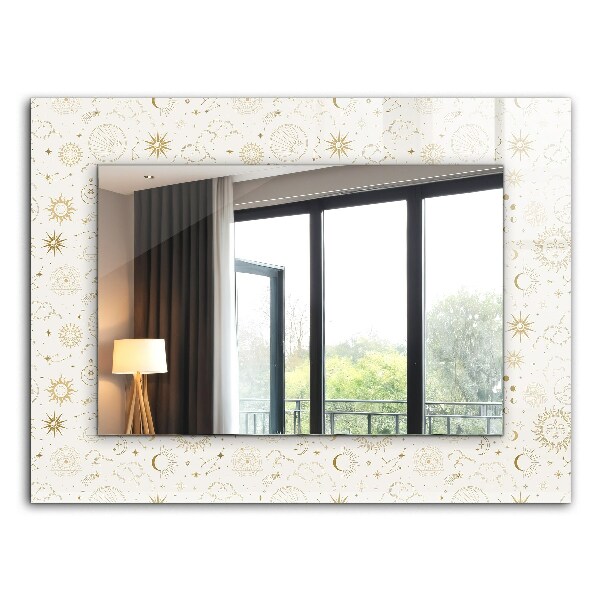 Miroir rectangulaire avec décoration Soleil, lune, étoiles