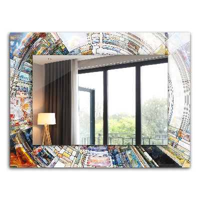 Miroir rectangulaire avec décoration Mosaïque abstraite de cercles