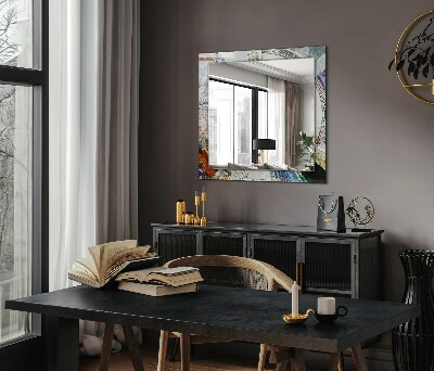 Miroir rectangulaire avec décoration Mosaïque abstraite de cercles