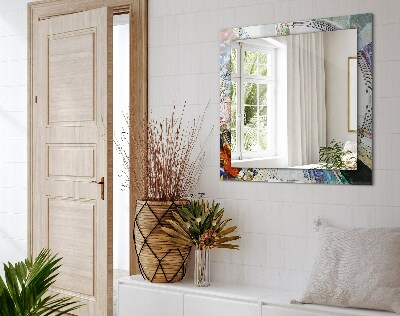 Miroir rectangulaire avec décoration Mosaïque abstraite de cercles