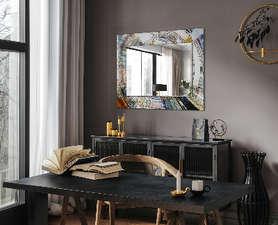 Miroir rectangulaire avec décoration Mosaïque abstraite de cercles