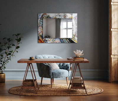 Miroir rectangulaire avec décoration Mosaïque abstraite de cercles