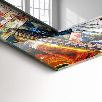 Miroir rectangulaire avec décoration Mosaïque abstraite de cercles