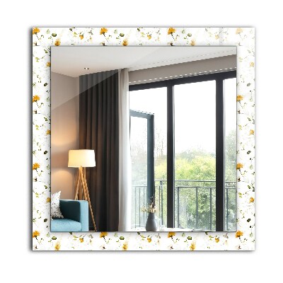 Miroir rectangulaire avec décoration Motif de fleurs et de feuilles