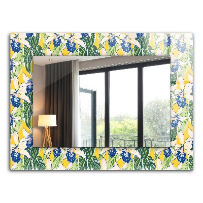 Miroir rectangulaire avec décoration Fleurs et feuilles