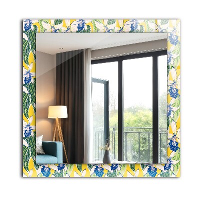 Miroir rectangulaire avec décoration Fleurs et feuilles