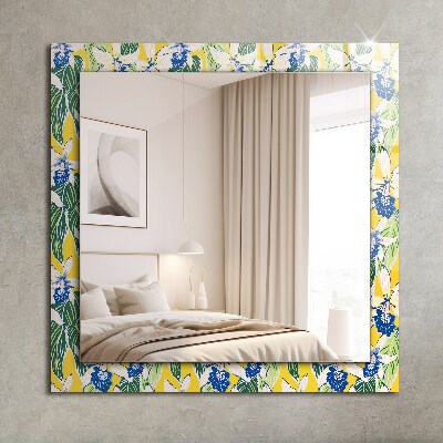 Miroir rectangulaire avec décoration Fleurs et feuilles