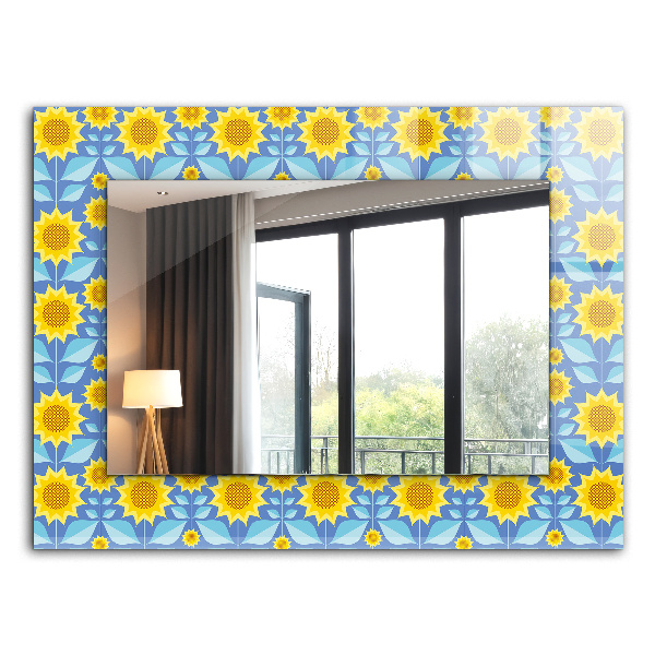 Miroir rectangulaire imprimé Motif de feuilles de tournesols