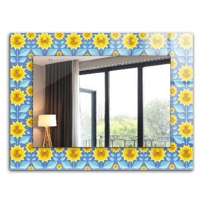 Miroir rectangulaire imprimé Motif de feuilles de tournesols